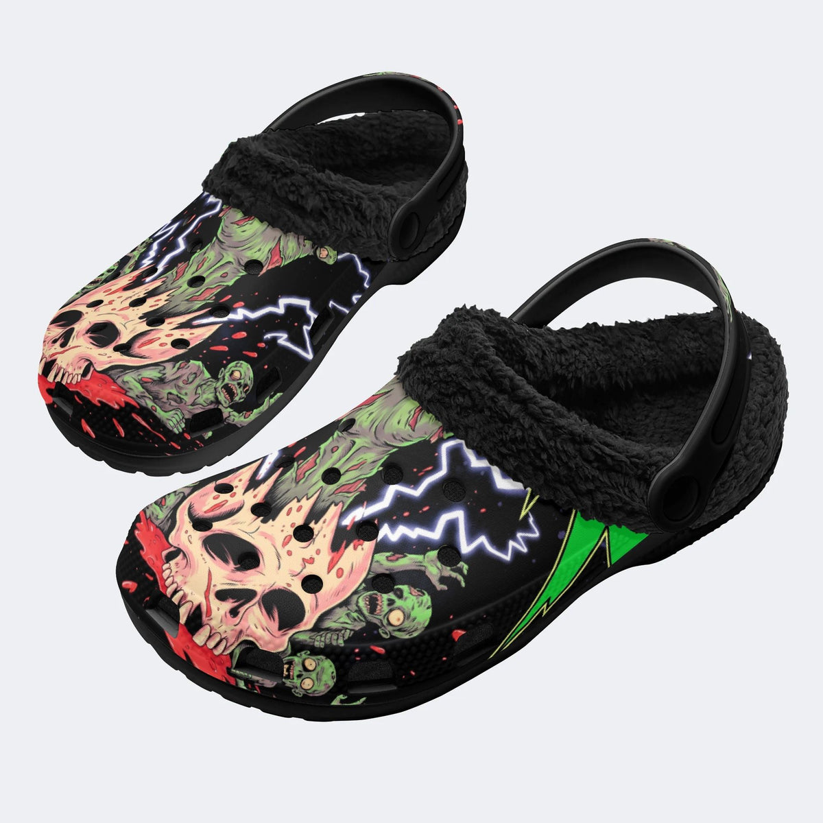 Zombie Skull Horror‑Fur Lined Slippers Sandals