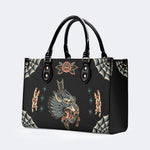 Wolf Vintage Print - Leather Handbag
