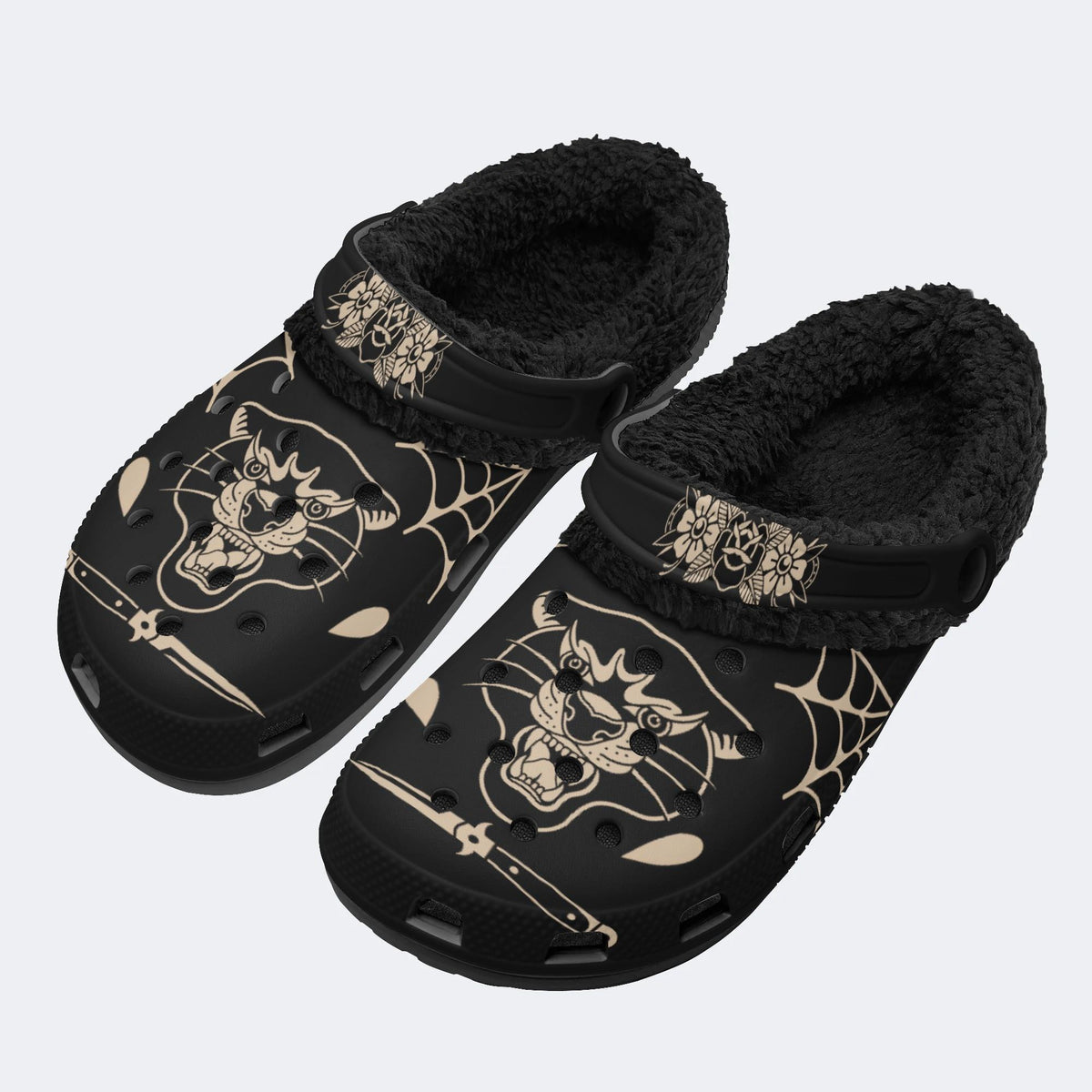 Unisex Tiger Print - Fur Lined Slippers/Sandals