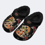 Japanese Lucky Cat Print - Fur Lined Slippers/Sandals