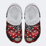 Unisex Evil Eyes Print - Fur Lined Slippers