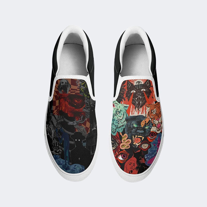 Retro Horror Print - Slip On Shoes