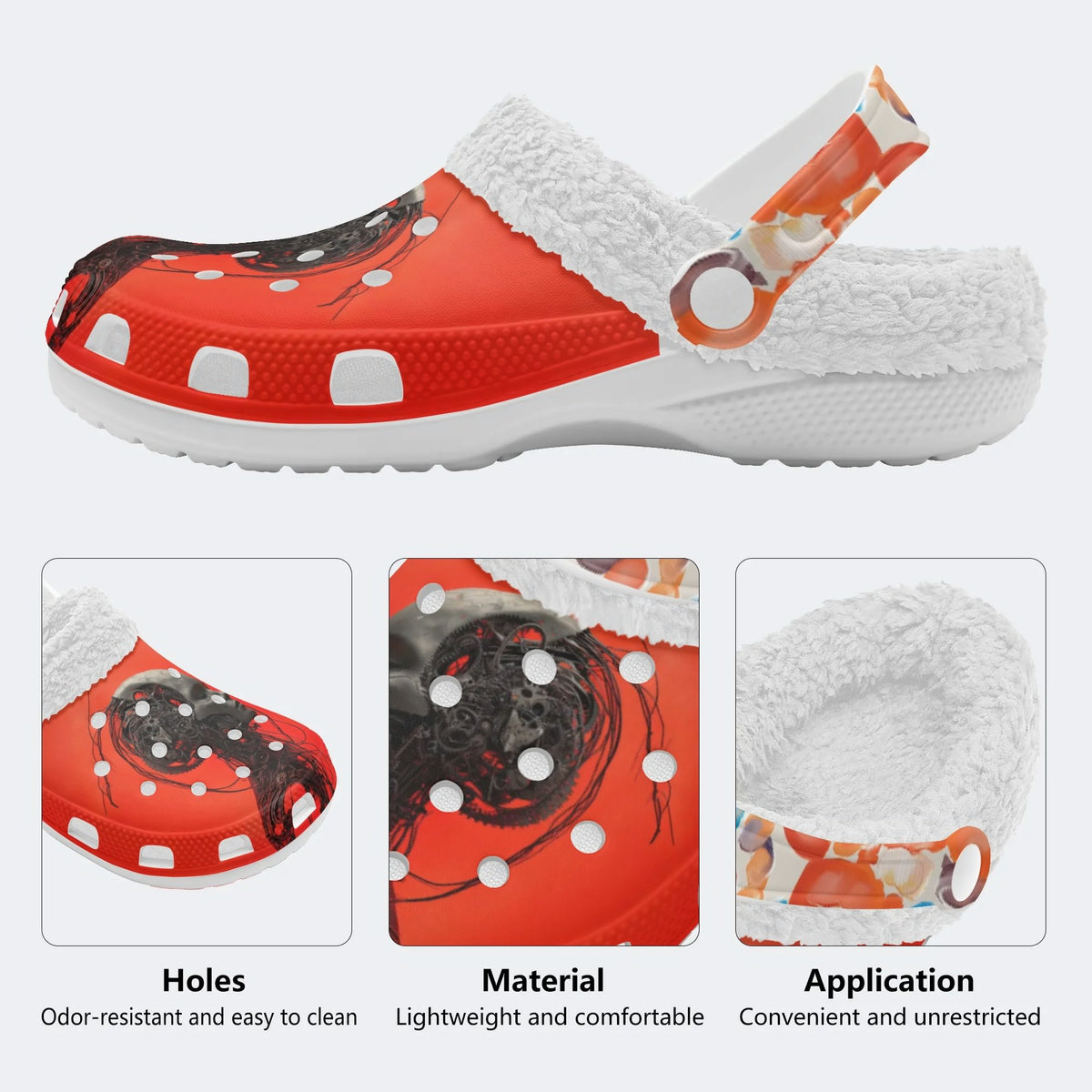 Unisex Robot Print - Fur Lined Slippers/Sandals