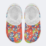 Unisex Ink Print - Fur Lined Slippers/Sandals