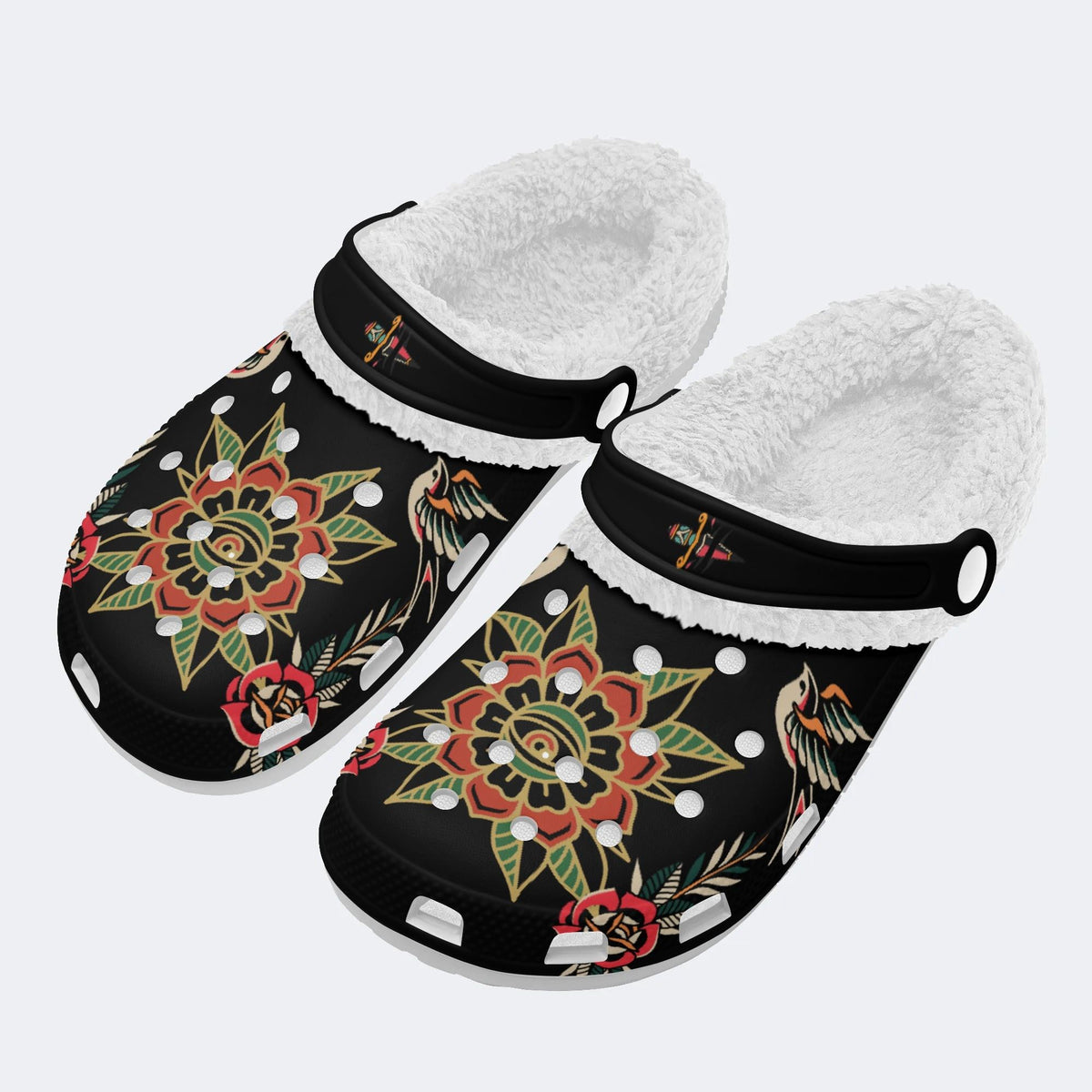 Eyes&Flower Art Print - Fur Lined Slippers/Sandals