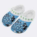 Funny Cat Round Print - Fur Lined Slippers