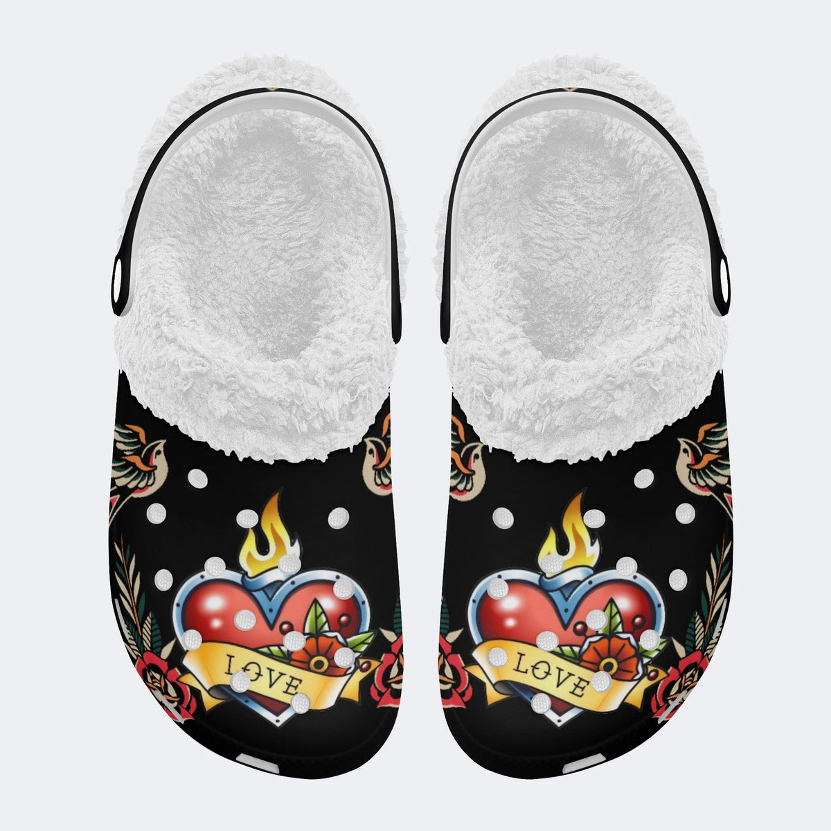 Burning Heart Art Print - Fur Lined Slippers/Sandals