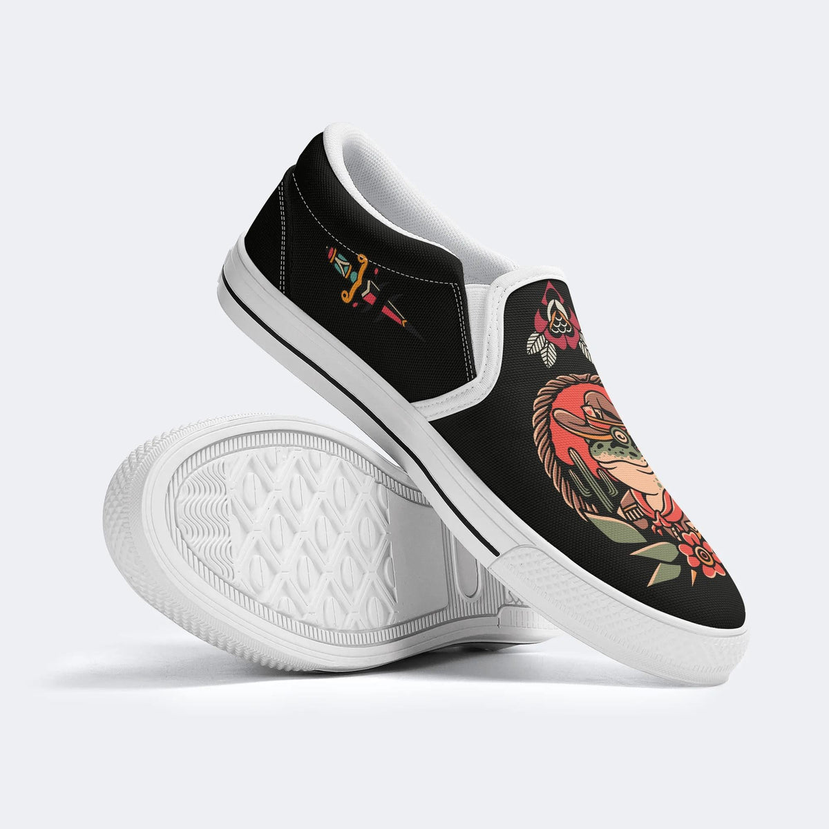 Cowboy Frog Print - Slip On Shoes