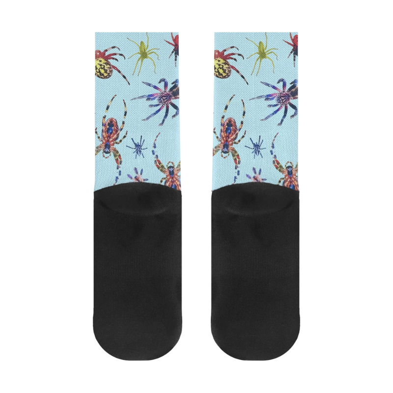 Blue Spider Print - Crew Socks