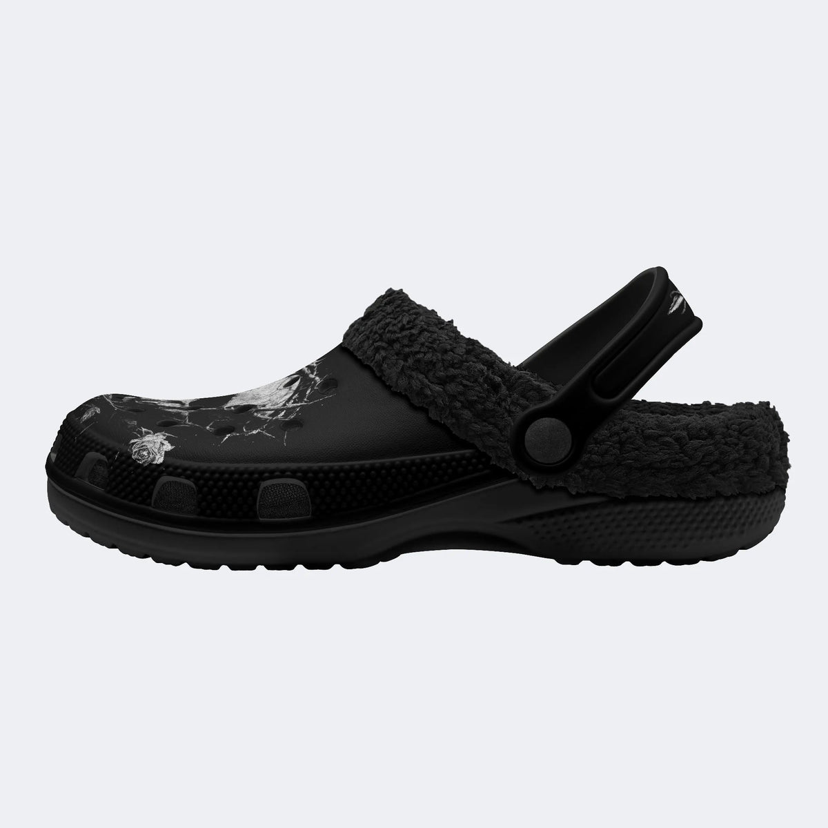Dark Thorn Skull‑Fur Lined Slippers Sandals