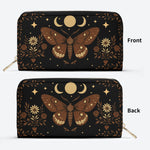 Moth And Moon Print - Leather Wallet