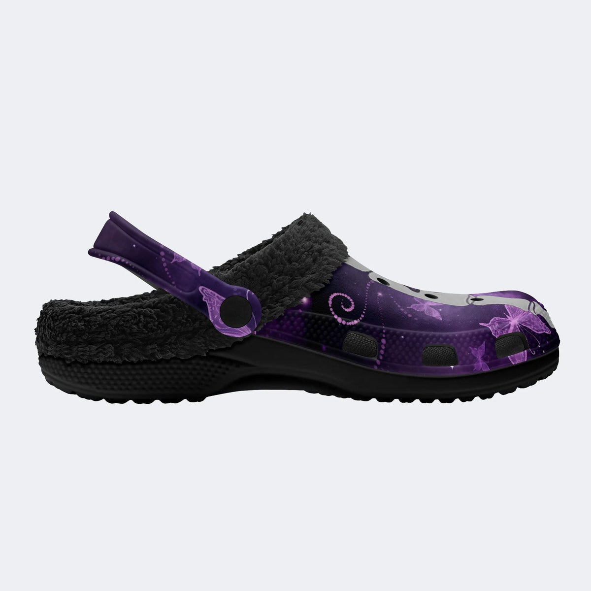 Butterfly And Toe Bone Print - Fur Lined Slippers/Sandals