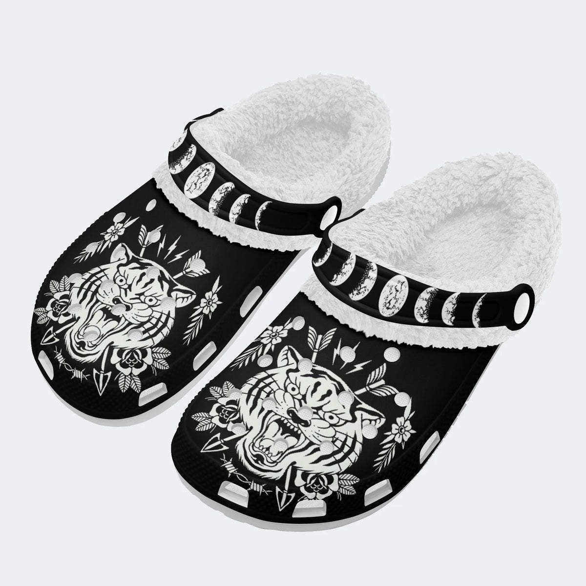 Unisex Tiger Print - Fur Lined Slippers/Sandals