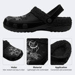 Gothic Death Moth Occult Crescent Moon - Fur Lined Slippers/Sandals