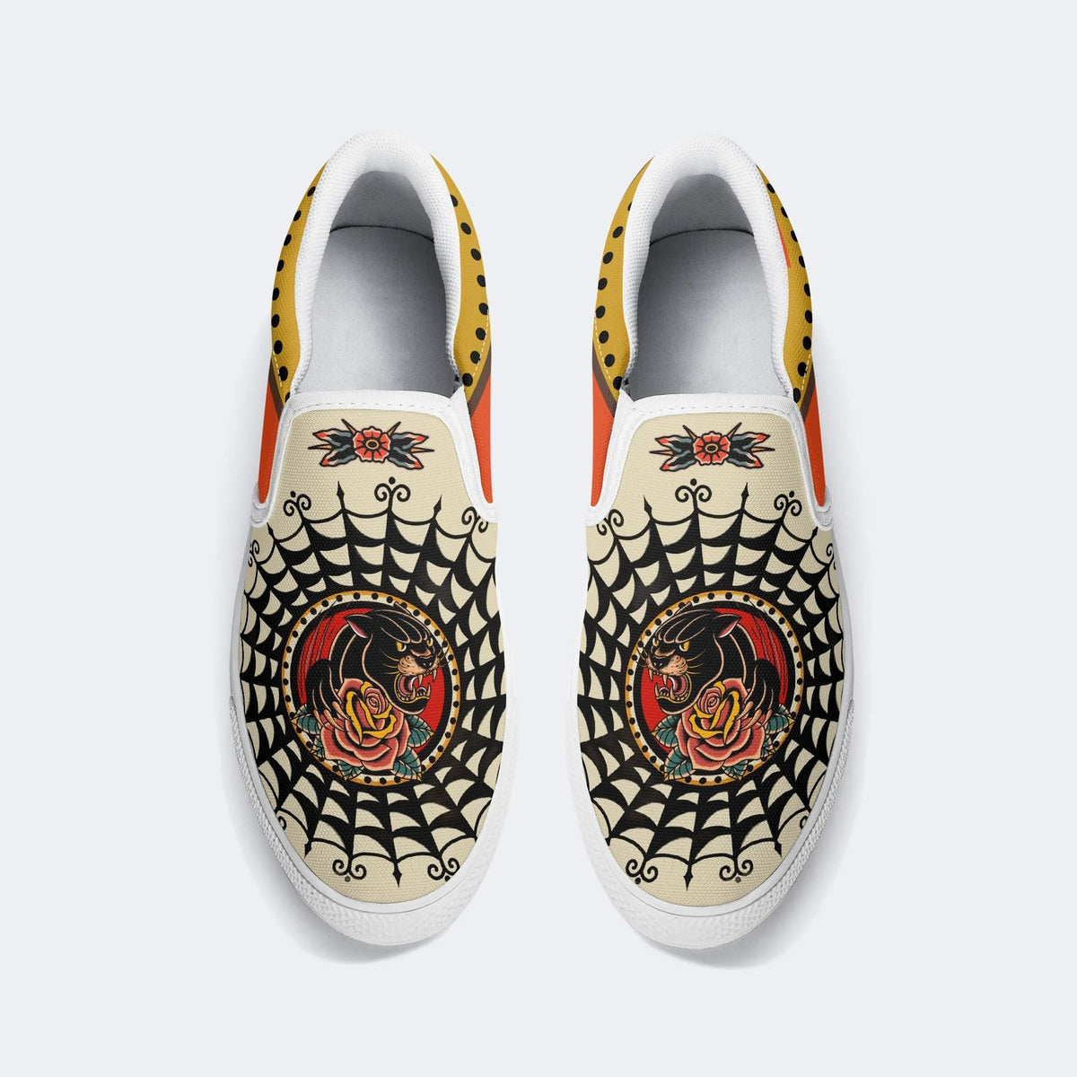 Retro Black Panther Print - Slip On Shoes