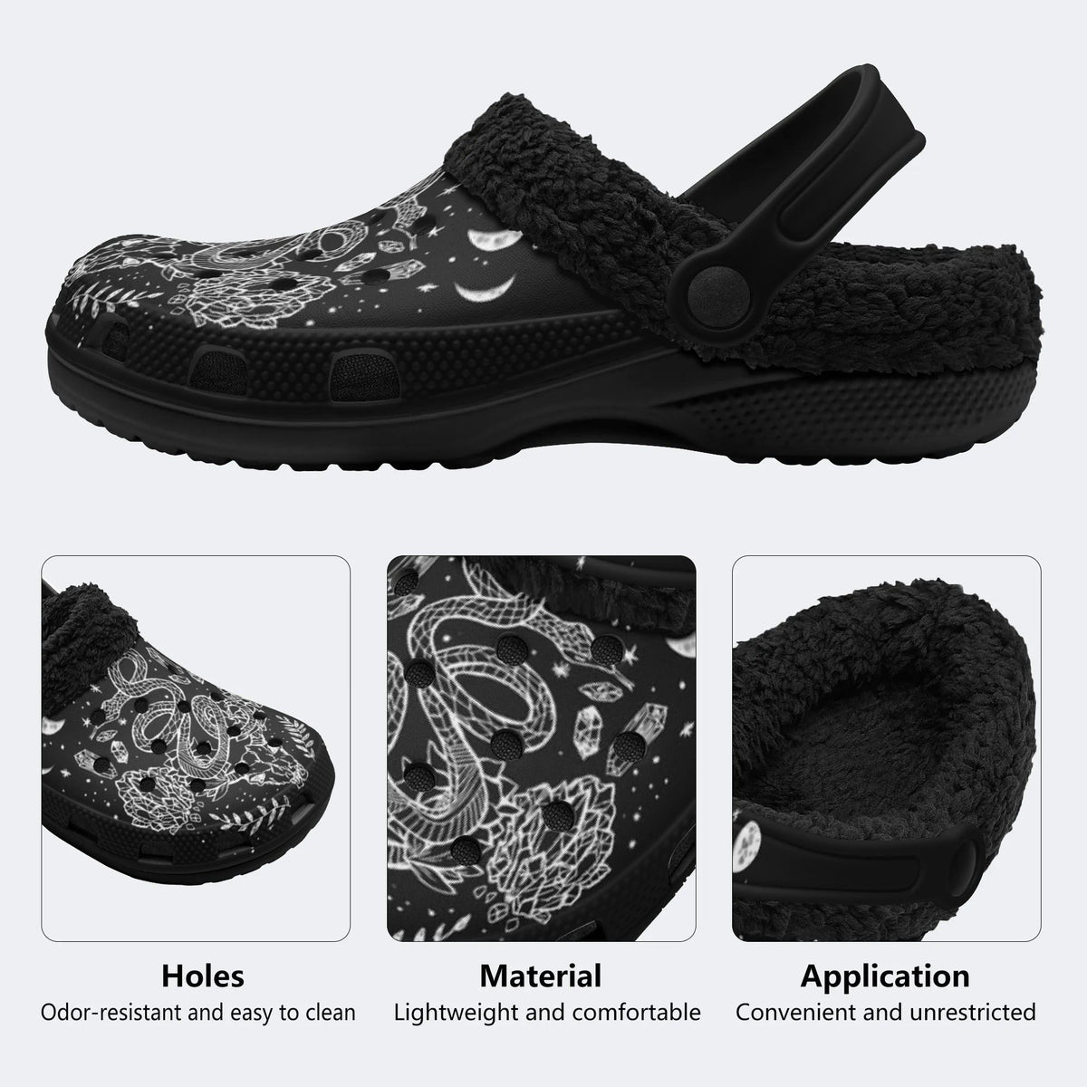 Moon Phase Snake - Fur Lined Slippers/Sandals