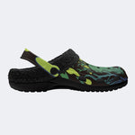 Toxic Green Skull - Fur Lined Slippers/Sandals