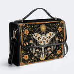 Retro Bohemian Sun Moon Star Moth - Leather Satchel Bag