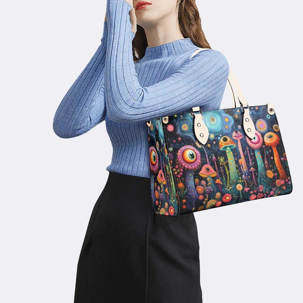 The World Of Mushrooms - Leather Handbag