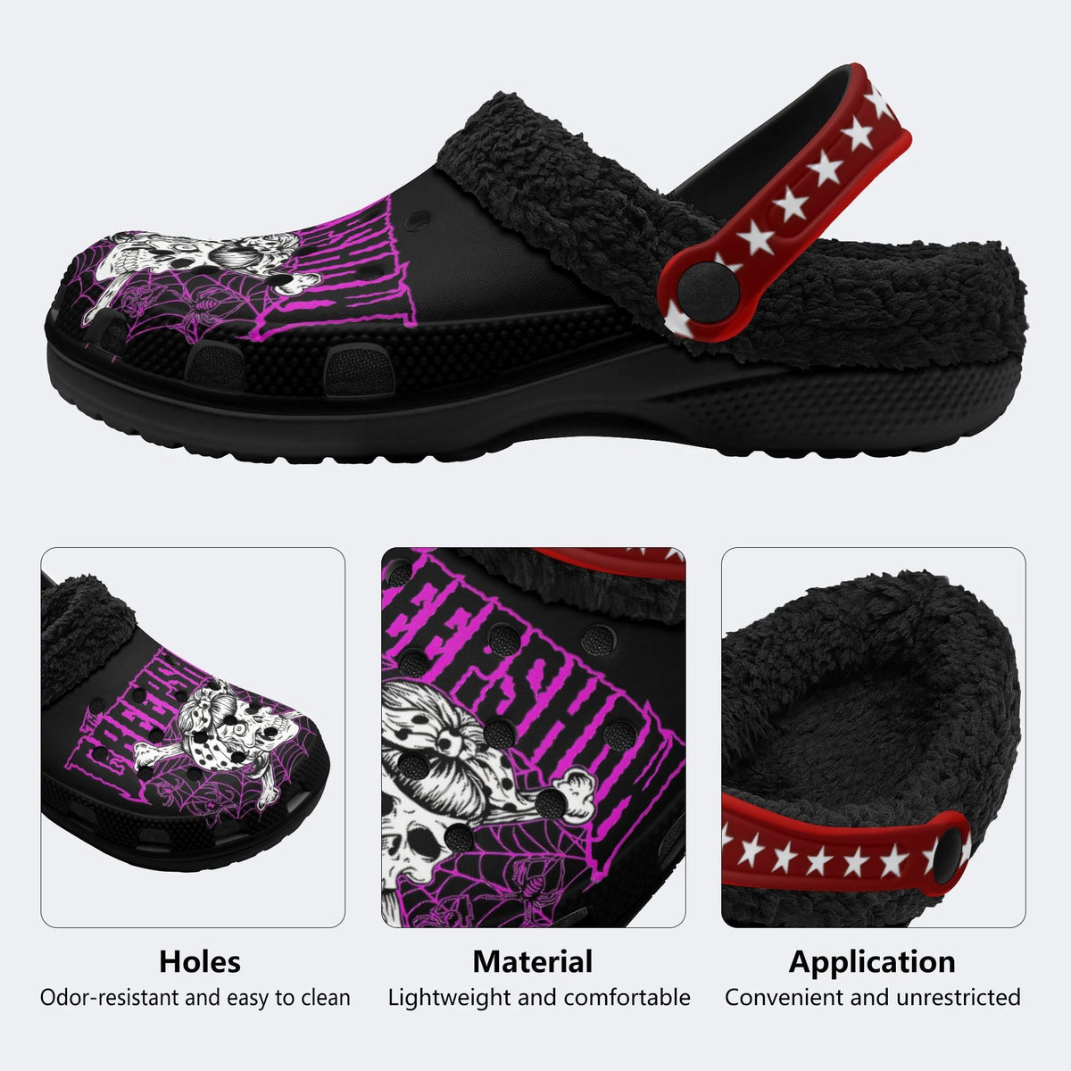 Unisex Horror Movie Graphic Print - Fur Lined Slippers/Sandals