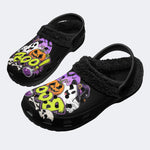 Pumpkin Ghost Skull - Fur Lined Slippers/Sandals