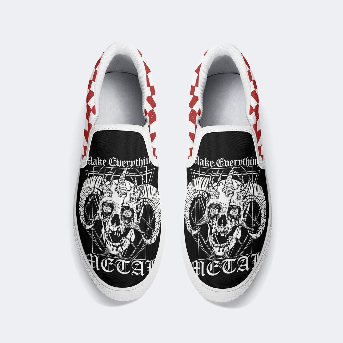 Art Skull Goat Print - Slip On Shoes