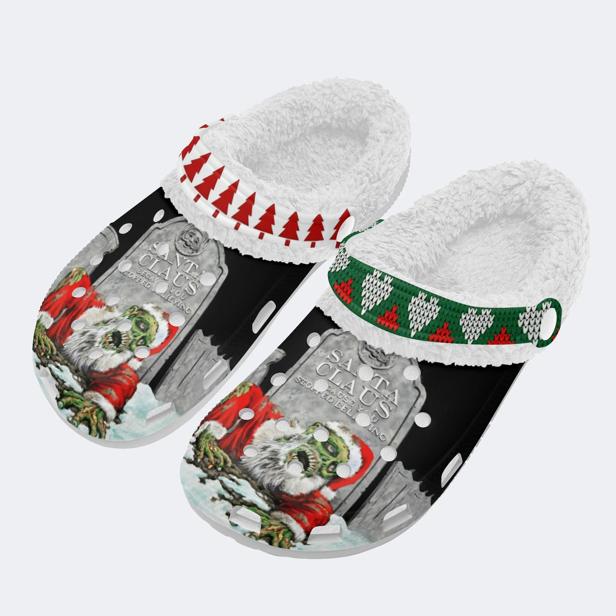 Horror Santa Claus Ghostface Print - Fur Lined Slippers/Sandals