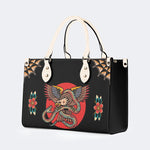 Vintage Eagle & Snake Print - Leather Handbag