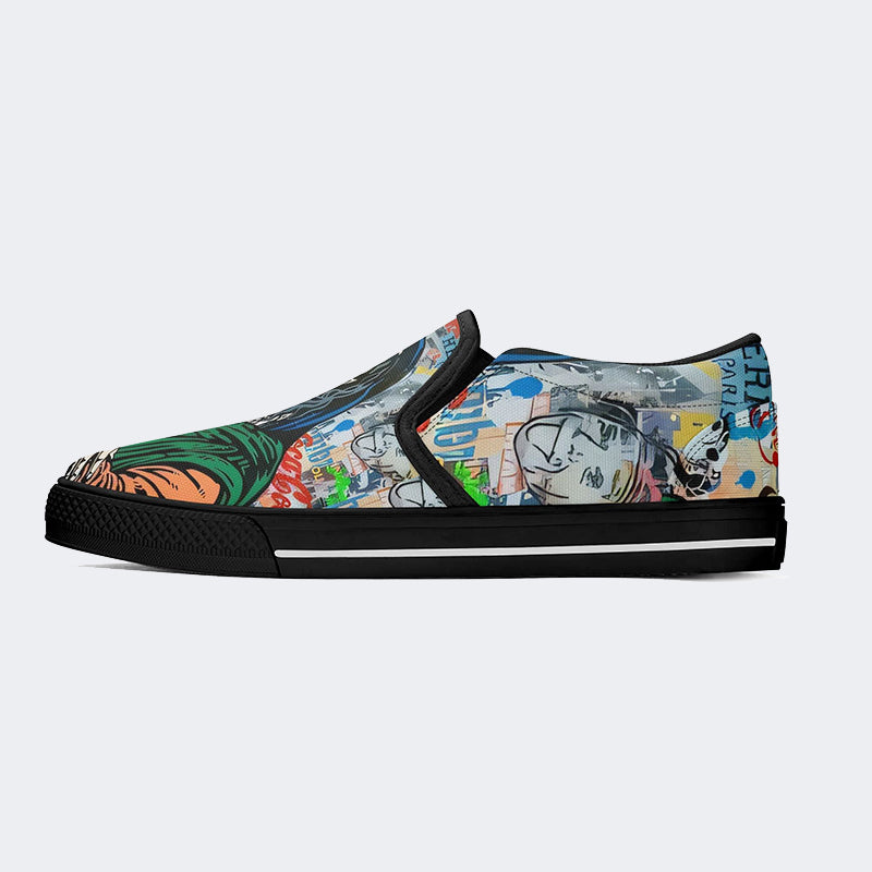 Mona Lisa Graffiti Art Print - Slip On Shoes