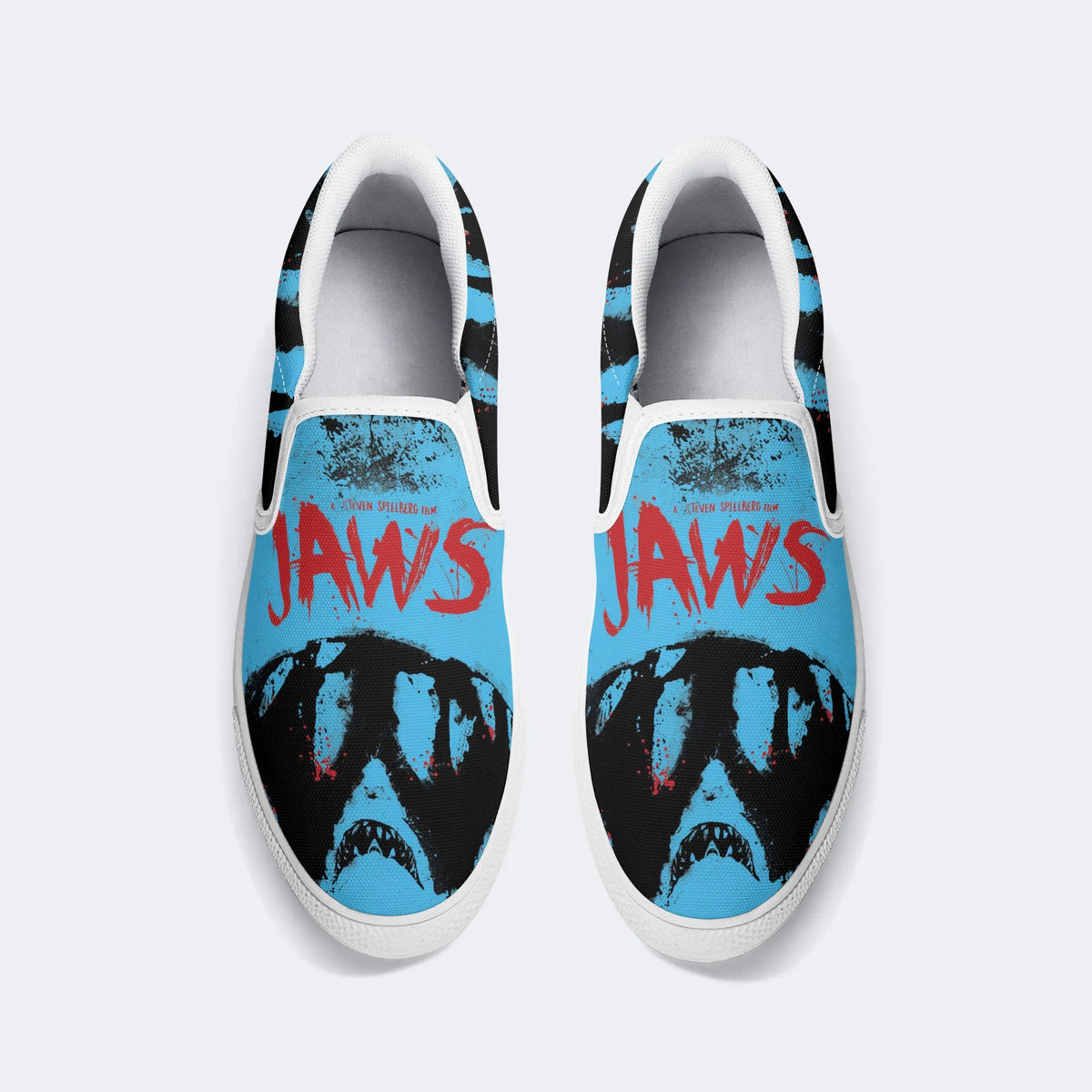 Blue Shark Vintage Print - Slip On Shoes