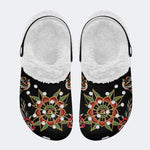 Eyes&Flower Art Print - Fur Lined Slippers/Sandals