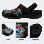 Skull&Bone Gothic Print - Fur Lined Slippers/Sandals