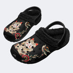 Lucky Cat Print - Fur Lined Slippers/Sandals