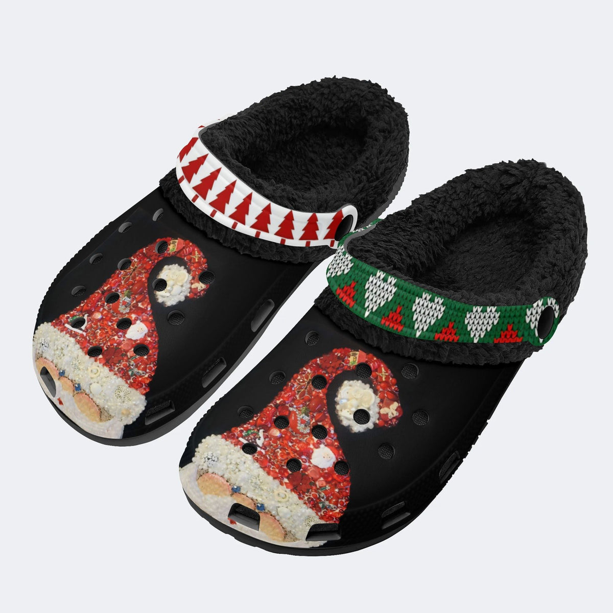 Funny Santa Claus Print - Fur Lined Slippers/Sandals