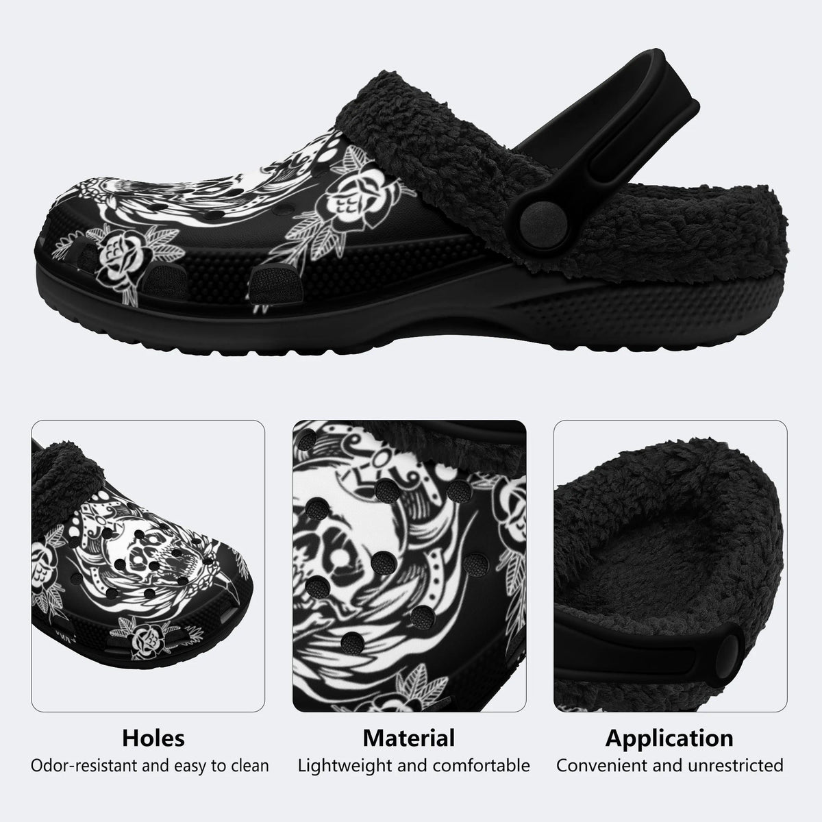 Scary Skull Art Print - Fur Lined Slippers/Sandals