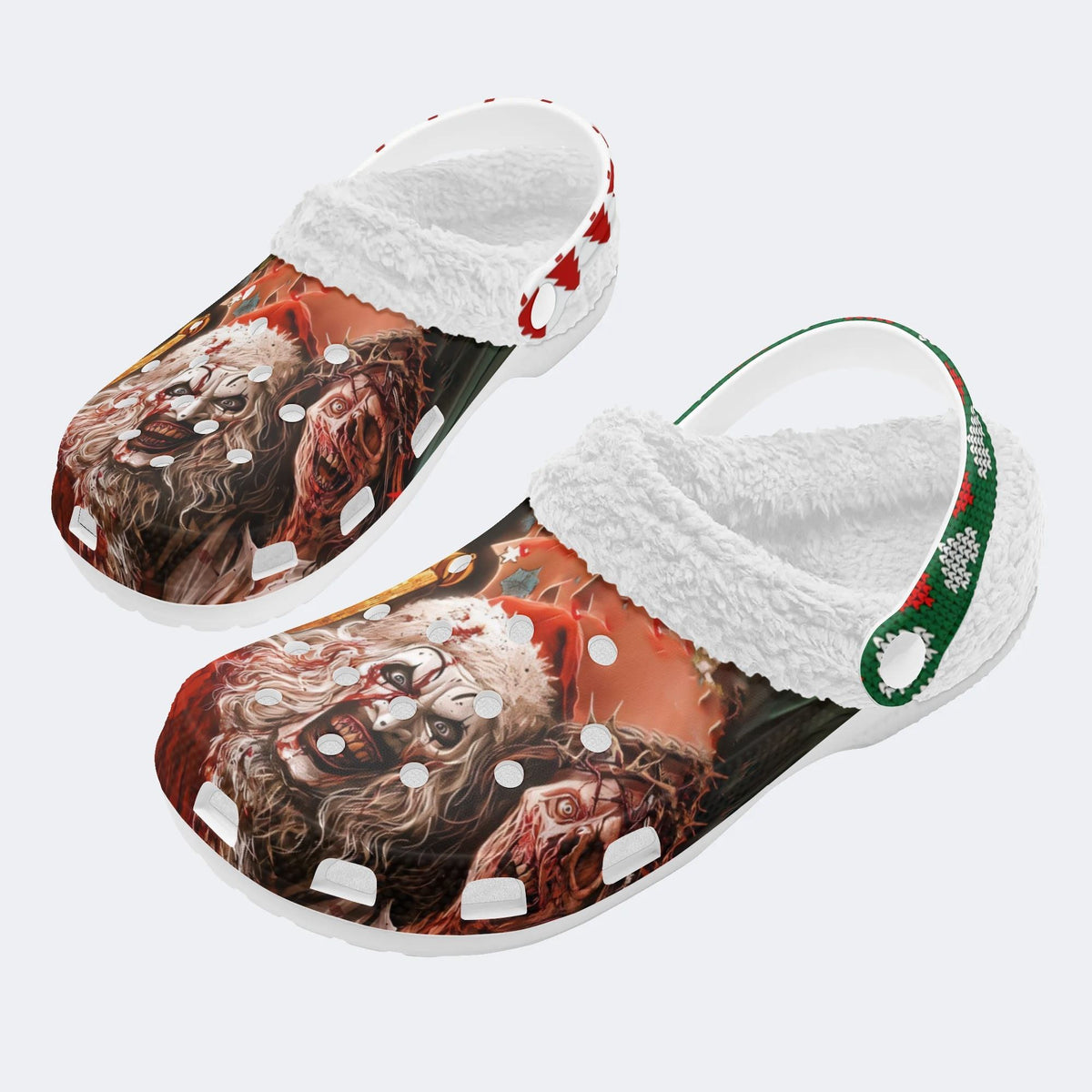 Christmas Ghostface Print - Fur Lined Slippers/Sandals