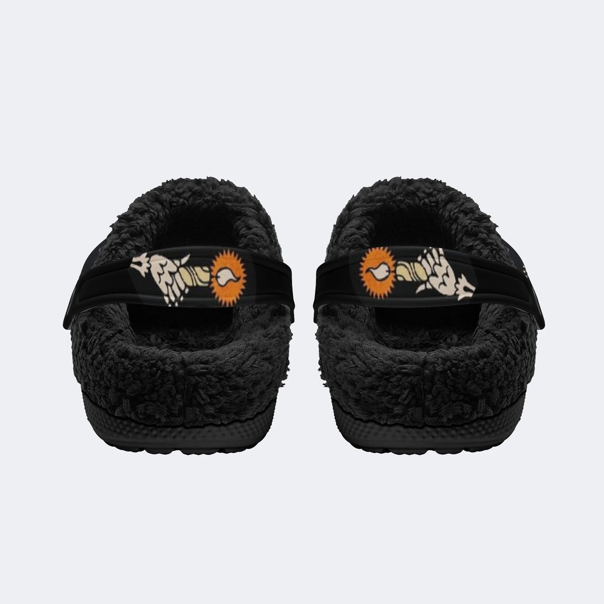 Orange Dead Skull - Fur Lined Slippers/Sandals