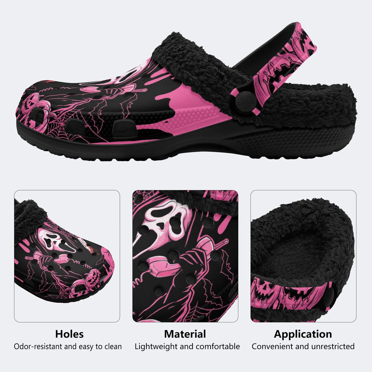 Spooky Pink Ghostface - Fur Lined Slippers/Sandals