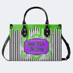 Classic Black And White Stripes - Leather Handbag