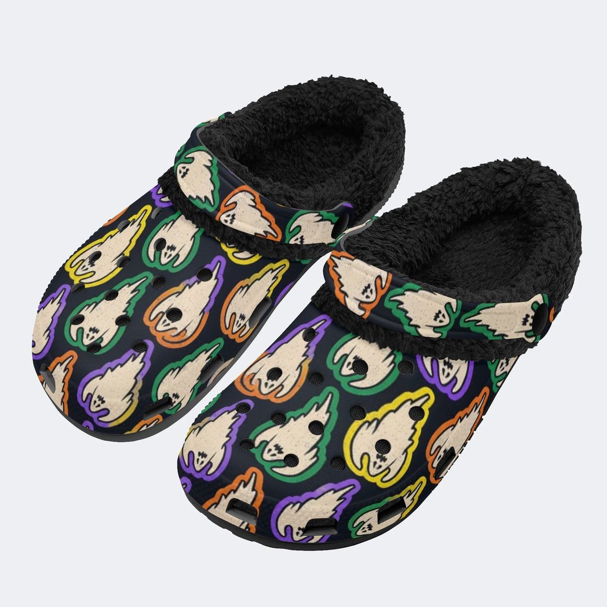 Spooky Color Ghost - Fur Lined Slippers/Sandals