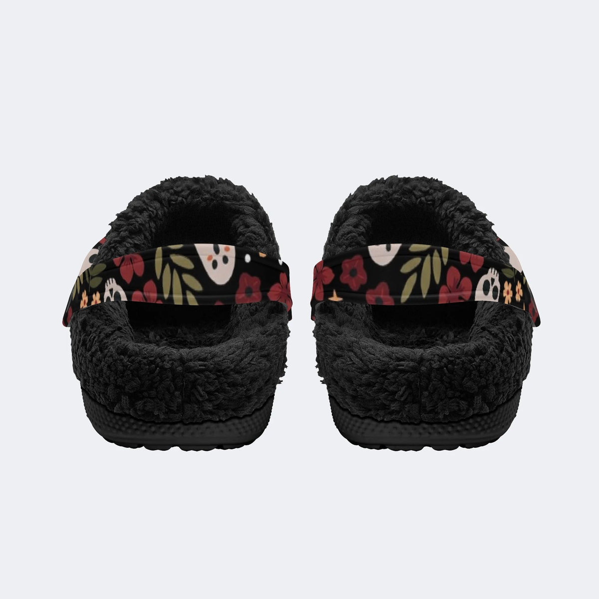 Spooky Fall Floral Print - Fur Lined Slippers/Sandals