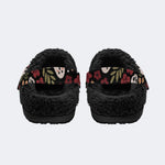 Spooky Fall Floral Print - Fur Lined Slippers/Sandals