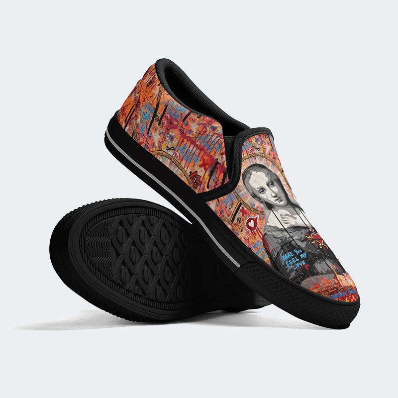 Unisex Christ Mary Graffiti Art Print - Slip On Shoes