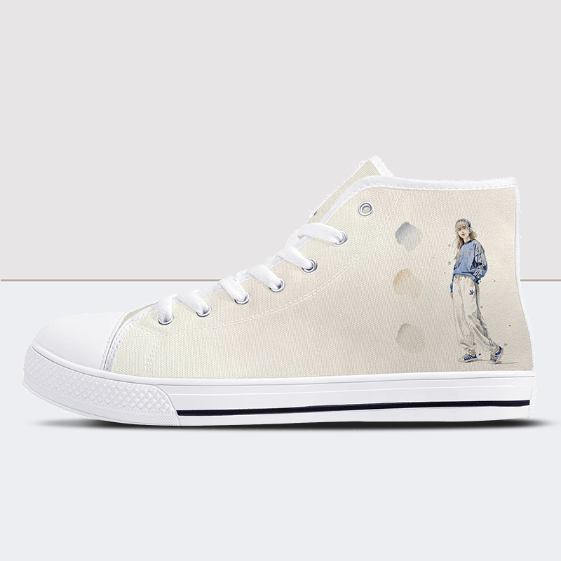 Blaue, modische High-Top-Canvas-Schuhe