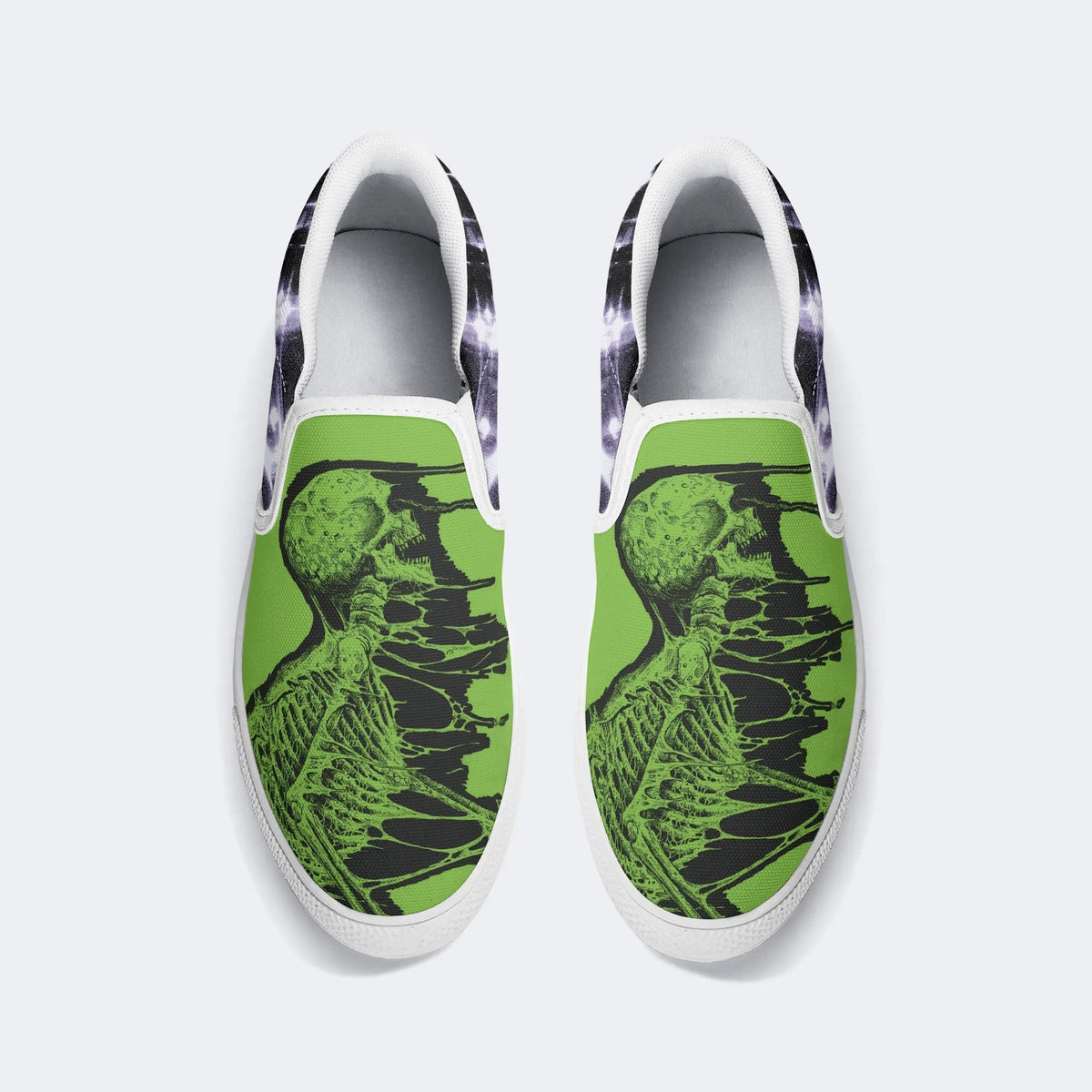 Unisex Psychedelic Skeleton Graphic - Slip On Shoes