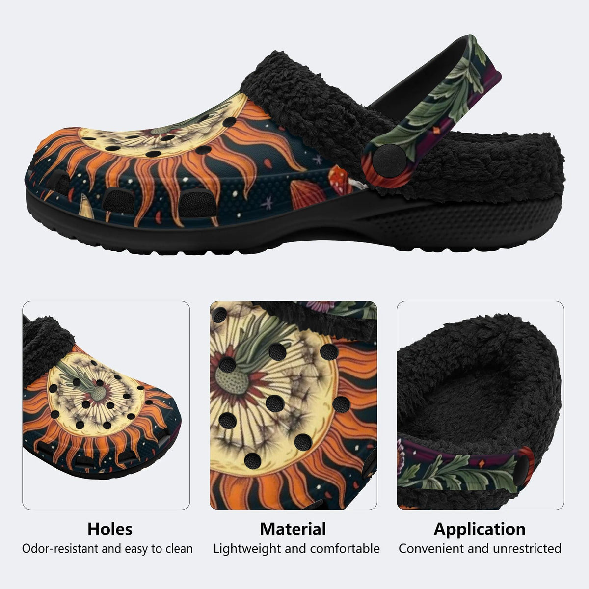Boho Floral Sun - Fur Lined Slippers/Sandal