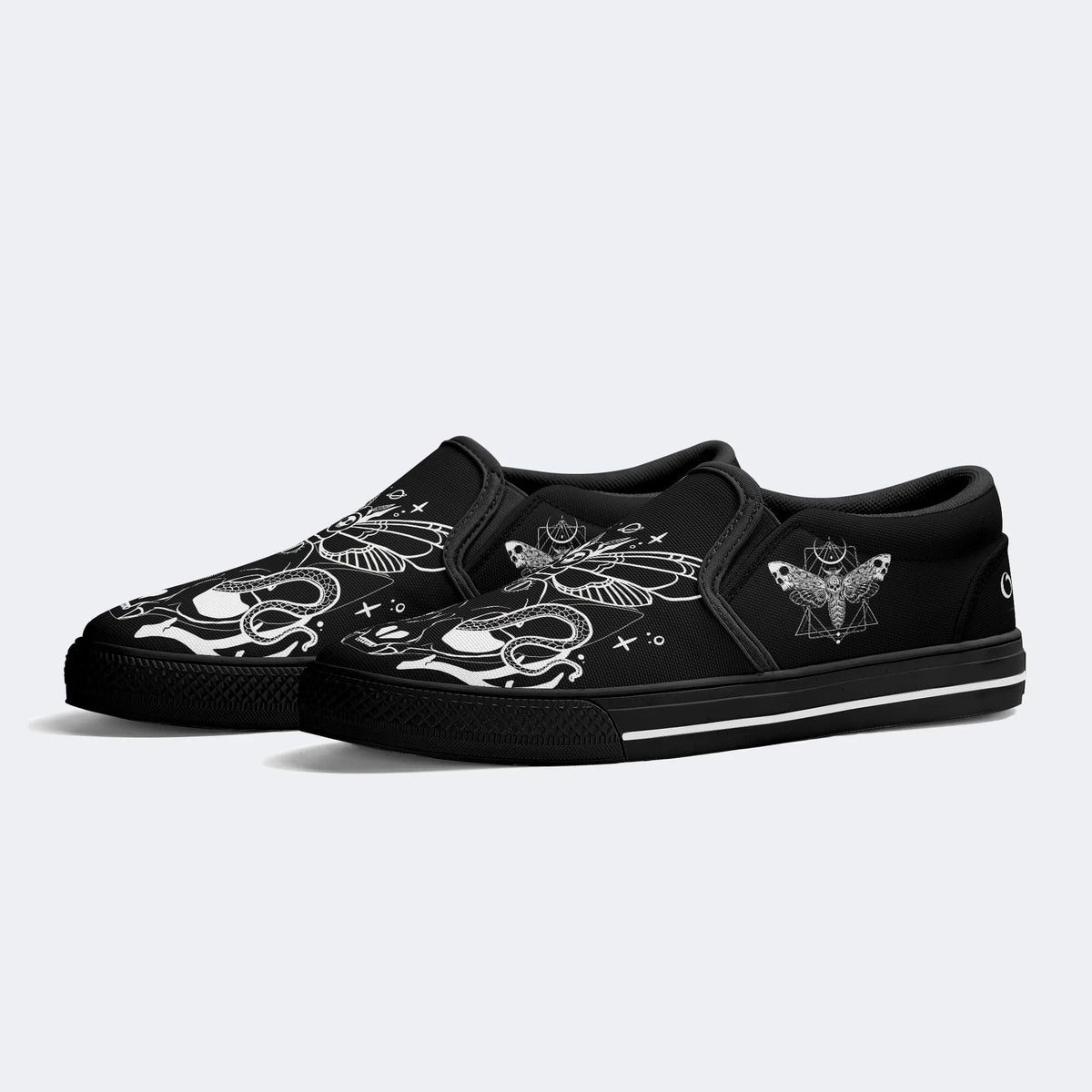 Chaussures unisexes à enfiler avec imprimé Death Moth&amp;Skull 