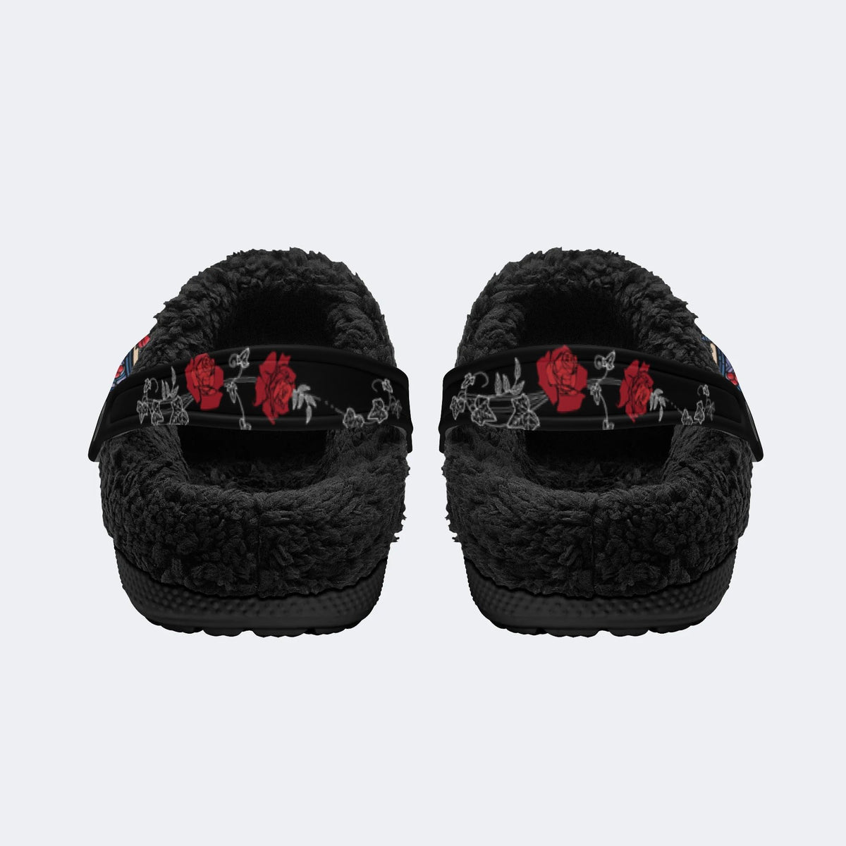 Vintage Crow Print - Fur Lined Slippers/Sandals