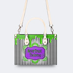 Classic Black And White Stripes - Leather Handbag