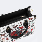 Heart Rose Butterfly Print - Leather Handbag